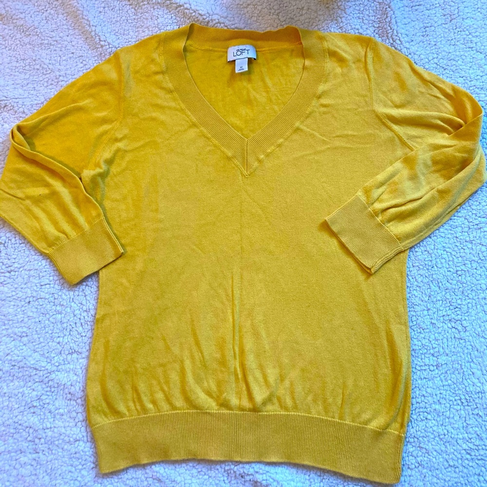 Loft Yellow V Neck Sweater